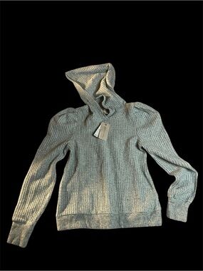 Philosophy Light Gray Waffle-Knit Hooded Sweater